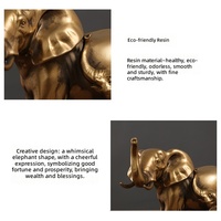 Figurine d'éléphant en résine dorée de style antique moderne, avec un tronc surélevé, statue d'animal pour la décoration de table intérieure