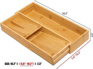 Organisateur de tiroir de cuisine multifonctionnel en bambou, organisateur d'ustensiles en bambou réglable - Product Image 3