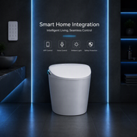 WC intelligent à poser au sol avec chasse automatique, bidet en céramique sans rebord, siège chauffant et télécommande
