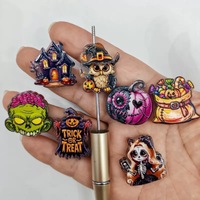 Manik-manik Bulat Tekstur Gula 20mm Grosir untuk Halloween, Bentuk Labu, Tengkorak, Hantu, Aksesoris Kerajinan Berat, Gantungan Kunci, Perhiasan, DIY