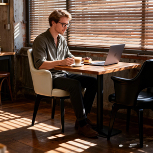 Set di Sedie da Pranzo Moderne di Lusso in Pelle con Braccioli, Stile Minimalista con Gambe in Metallo per Ristoranti o Appartamenti - Product Image 4