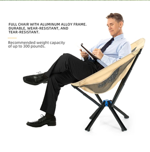 เก้าอี้พับสำหรับตั้งแคมป์กลางแจ้ง เปิดใช้งานได้รวดเร็ว โครงอะลูมิเนียมอัลลอยด์ รูปทรงพระจันทร์ สะดวกและขนาดเล็ก สินค้าใหม่ - Product Image 4