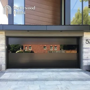 Factory Price Morden Black Color Glass Panel Electric Remote Control Automatic Insulated Sectional Garage Doors For Homes