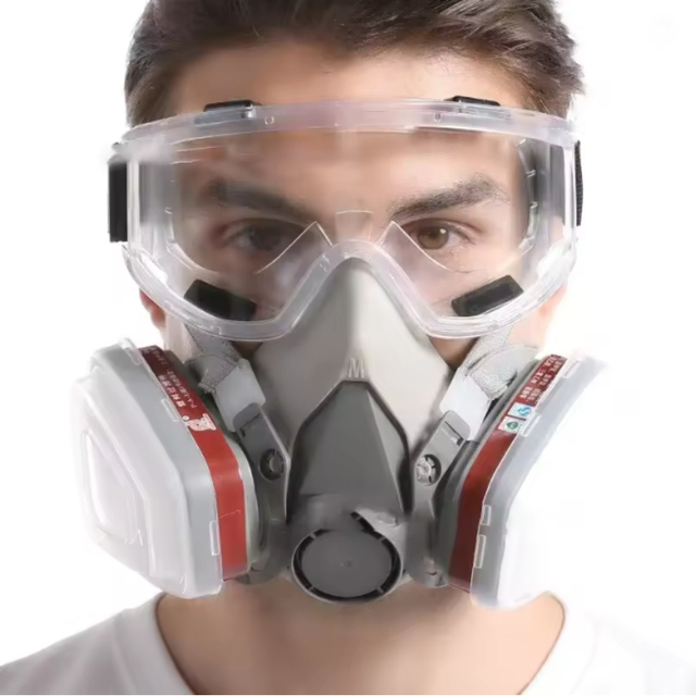 2024 High Filtration Reusable Brown PP+Silicone Full Dust Face Double Respirator Filter Activated Carbon Cartridges Foam Nose