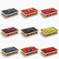 Barquette en papier kraft personnalisée ventilée pour fraises, myrtilles, framboises, cerises, raisins, qualité alimentaire, thermoscellable, OEM, vente en gros