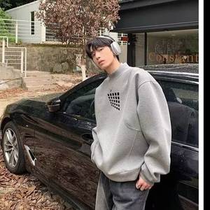 American <b>Retro</b> High Street Woolen <b>Sweatshirt</b> for Men 2024 Spring New Gray Versatile Casual Heavy Loose Jacket Top - Product Image 4