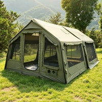 Tente de camping gonflable portable pour l'extérieur avec protection solaire et coupe-vent, adaptée à 8-12 personnes, tente automatique