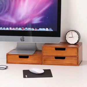 Retro Wooden <b>Drawer</b> <b>Storage</b> <b>Box</b> Rectangle Desktop Organizer Multifunctional Neatening Unit Freestanding Office Use - Product Image 2