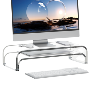 Soporte Elevador de Monitor Doble de Acrílico YG, Soporte Modular de 2 Niveles para Laptop, Organizador Multifuncional de Escritorio - Product Image 1