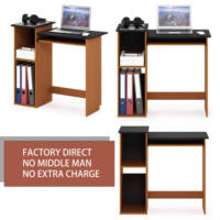 Bureau d'ordinateur pliable bicolore avec plateau de clavier coulissant, construction en MDF écologique, solutions de rangement pour bureau à domicile et étude