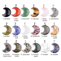 Vente en gros de pierres précieuses en cristal naturel, collier avec pendentif améthyste et croissant de lune en quartz rose