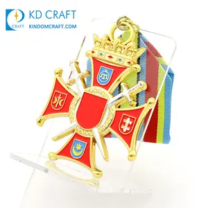 Fabrikant Aangepaste Metalen 3D Logo Zacht Email Fantasy Award Eer Medaille Met Korte Lint