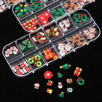 12 grilles de strass en résine pour nail art, motifs de Noël 3D Père Noël et rennes