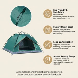 Tente de camping automatique instantanée 1 chambre pour 2-4 personnes, étanche, toutes <span class=keywords><strong>saisons</strong></span>, avec bande argentée 190, fabrication ODM/OEM - Product Image 2