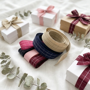 Pita <span class=keywords><strong>Plaid</strong></span> Korea - Pita Poliester Dua Warna Berbentuk Kotak Besar untuk Aksesoris Rambut dan Kotak Hadiah - Product Image 1