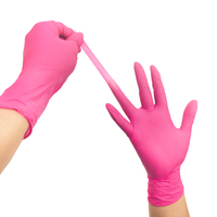 Gants d'examen en nitrile imperméables docteur sans poudre Rose rouge gants en nitrile jetables pour la médecine