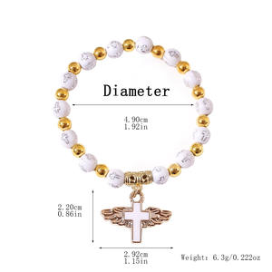 Bán Buôn Chữ Thập Gương Bronzed Acrylic Chữ Thập Bead Vòng Đeo Tay <span class=keywords><strong>etsy</strong></span> Drop Dầu Thiên Thần Đính Cườm Mân Côi Tay Trang Trí - Product Image 4