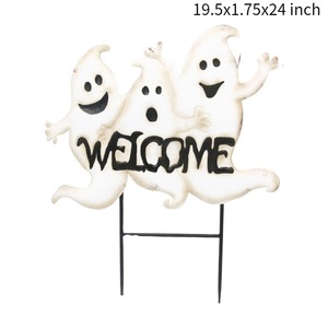 Decoración Metálica de Fantasma de Bienvenida Blanco, Estacas de Calabaza para Jardín, Grandes, de Acero para Exteriores, para Acción de Gracias, Otoño, Cosecha, Halloween, Bodas - Product Image 2