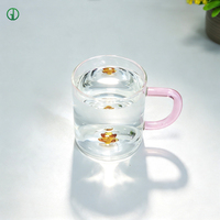 Tasse à thé en verre personnalisée en usine, 345 ml, verres à boire en borosilicate colorés avec un design étoilé au fond, pour café, restaurant, maison