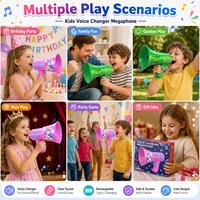 Megáfono de Juguete con Cambiador de Voz para Niños, 5 Efectos de Sonido Divertidos, Sirena, Bocina de Coche, Voz de Robot, Control de Eco, Recargable, Regalo para Fiestas Infantiles