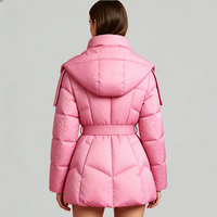 Doudoune matelassée oversize pour femme avec ceinture, en duvet d'oie, imperméable, coupe-vent, isolée, personnalisable avec logo, vente en gros, usine OEM
