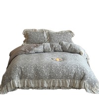 Parure de lit de luxe en coton et lin, style pastoral rétro, avec dentelle française, couvre-lit 3 couches en fil, draps de lit en lin, vente en gros