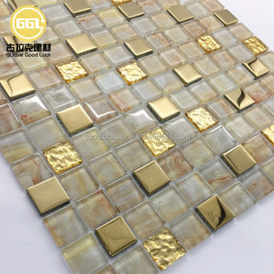 Mosaicos de Vidrio Dorado con Patrón Especial en Forma de <span class=keywords><strong>Mini</strong></span> Cuadrado para Decoración Interior de Vestíbulos de Hoteles, Penthouses, Galerías y Espacios Comerciales - Product Image 4