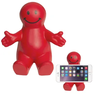 CPYP little man Novelty Smiley Soft Mobile Phone Holder Shaped Toy Pu Mobile Cell Phone Holder Stress Anti Stress Ball