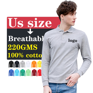 Maglietta <span class=keywords><strong>Polo</strong></span> da uomo in cotone 100% con <span class=keywords><strong>Polo</strong></span> da Golf ussize <span class=keywords><strong>Polo</strong></span> con logo personalizzato a maniche lunghe - Product Image 1