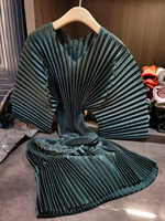 Robe mi-longue à col en V plissée à la taille, faite à la main, vintage, nouvelle, haut de gamme, élégante, au tempérament décontracté, simple, à manches mi-longues