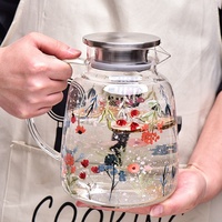 Ensemble de pichets à eau froide créatifs pour la maison, imprimés, résistants à la chaleur, en verre borosilicate transparent, design moderne et minimaliste