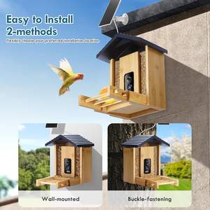 Mangeoire à oiseaux intelligente en bois écologique personnalisée avec caméra, alimentée par énergie solaire, étanche IPx4, anti-écureuil, à suspendre à un arbre - Product Image 6