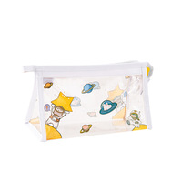 Étui à crayons transparent en PVC imprimé de dessin animé avec fermeture éclair pochette en plastique transparent 20*8*12cm pour les filles dans les écoles et les bureaux