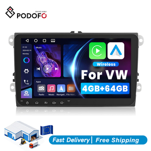 Autoradio Podofo 9'' 2 Din 4+64G pour VW Golf 5 6 VW Passat B6 B7 CC Jetta, Carplay sans fil, Android Auto, GPS, Wifi, Navigation - Product Image 1
