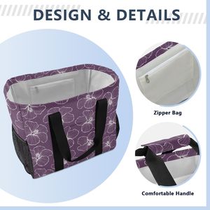 Hawaii Dust <b>Bag</b> Purple Flowers Collapsable Foldable Storage <b>Laundry</b> <b>Bag</b> Utility Multi-purpose Grocery Tote with <b>Mesh</b> Pockets - Product Image 5