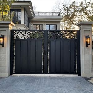 CBMmart fábrica personalizada residencial hierro forjado exterior patio jardín columpio acero forjado entrada blanco y negro puertas <span class=keywords><strong>de</strong></span> hierro - Product Image 6