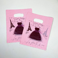 Sacs en plastique PE personnalisés en gros, sacs à main à quatre doigts, poignée à patch, impression en gravure, sacs jetables avec inscription « Merci », sacs pour vêtements