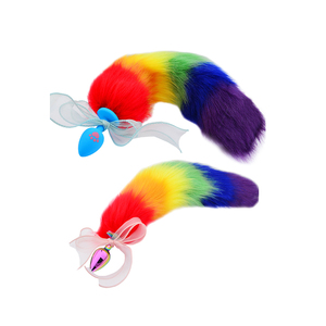 40cm arcobaleno coda di volpe Mini in metallo/Silicone Anal tappi Fetish Role <span class=keywords><strong>Play</strong></span> giocattoli alternativi prodotti per il sesso - Product Image 1