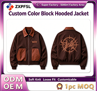 Blouson Bomber Vintage à Revers Contrastant avec Logo Personnalisé, Veste Streetwear Homme Coupe Ample, Approvisionnement Direct Usine