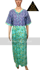 Women's Multicolor Floral Geometric Printed Midi Dress Casual Style Autumn Vibe 100% Cotton <b>Top</b> Custom Logo Back Detail - Product Image 2