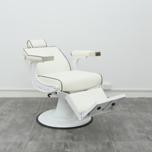 Chaise de barbier professionnelle blanche pour hommes chaise de barbier hydraulique chaise de <span class=keywords><strong>coiffure</strong></span> inclinable de style blanc - Product Image 4