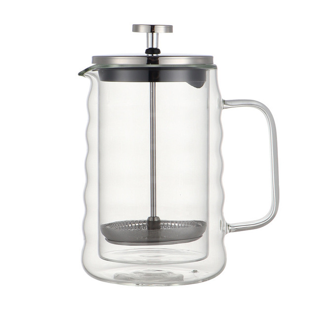 Premium Borosilicate Glass French Press Coffee Pot Heatproof Coffee Maker with Stainless Steel Lid