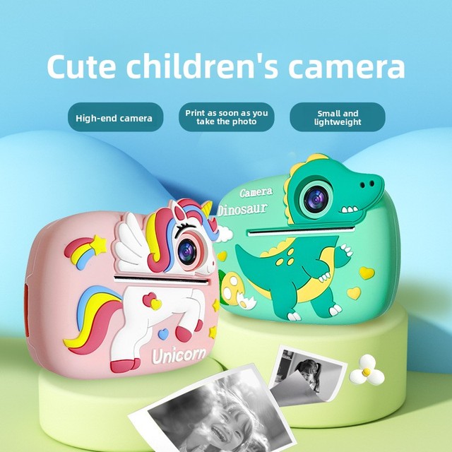 Cross-border New Kids Mini Clover Digital Camera with Thermal Printing HD Pixels 2.0" Screen ABS Material Memory Card
