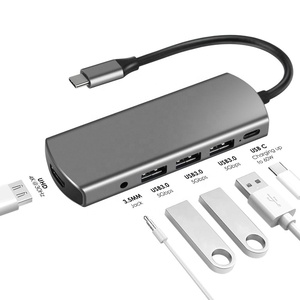 Vcom Loại C 5Gbps Dữ Liệu Máy Tính Xách Tay Đồng Bộ Chuyển Đổi Cáp 6 Trong 1 Docking Station <span class=keywords><strong>USB</strong></span> C Để <span class=keywords><strong>HDMI</strong></span> Âm Thanh pd3.0 60W - Product Image 1