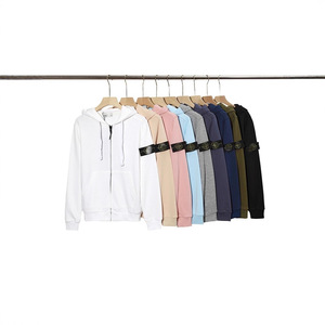 En gros <span class=keywords><strong>STONE</strong></span> 24ss <span class=keywords><strong>Sweat</strong></span>-shirt à capuche <span class=keywords><strong>zippé</strong></span> en coton uni, style veste décontractée streetwear, motif lettres <span class=keywords><strong>Island</strong></span>, coupe ample - Product Image 1