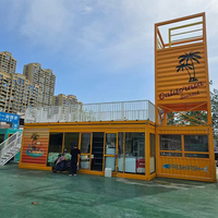 Conteneur modulaire Café 20FT/30FT/40FT Cuisine en acier inoxydable et sièges d'extérieur Alternative écologique au camion de nourriture