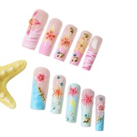 Faux ongles à presser en acrylique, style français, courts, naturels, 24 pièces, fabriqués à la machine et semi-artisanaux, vente en gros