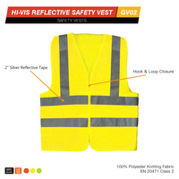 Gilet di Sicurezza Riflettente Glory Personalizzato Certificato EN 20471 100% Poliestere Fluorescente Alta Visibilità Classe 2 ANSI