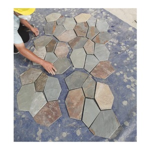 Không thường xuyên ngoài trời sàn lồng vào nhau tự nhiên chia gỉ <span class=keywords><strong>Slate</strong></span> cảnh quan đá Patio Lát sàn <span class=keywords><strong>flagstone</strong></span> gạch không trượt - Product Image 4