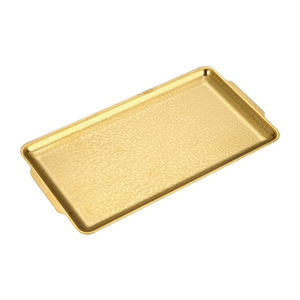 Stainless Steel Rectangular Serving <b>Tray</b> With Hammered Pattern For Korean <b>BBQ</b> Snack Vegetable Hot Pot Use - Product Image 4